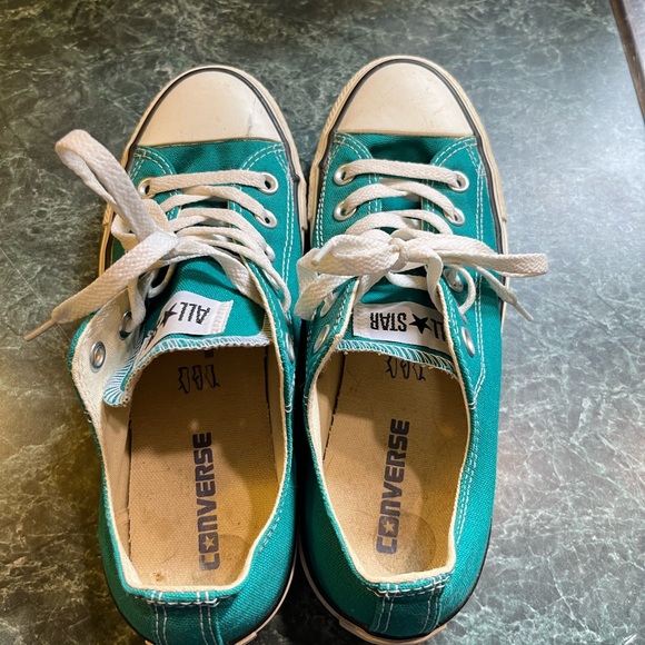 Converse All Star Low Top Teal Canvas Sneakers - Picture 2 of 8